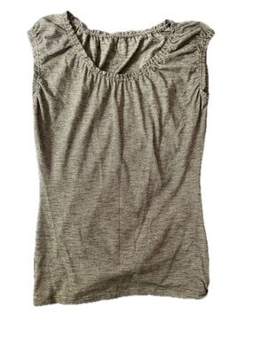 LOFT by Ann Taylor Thin Gray Stripe Scoop Neck Tank